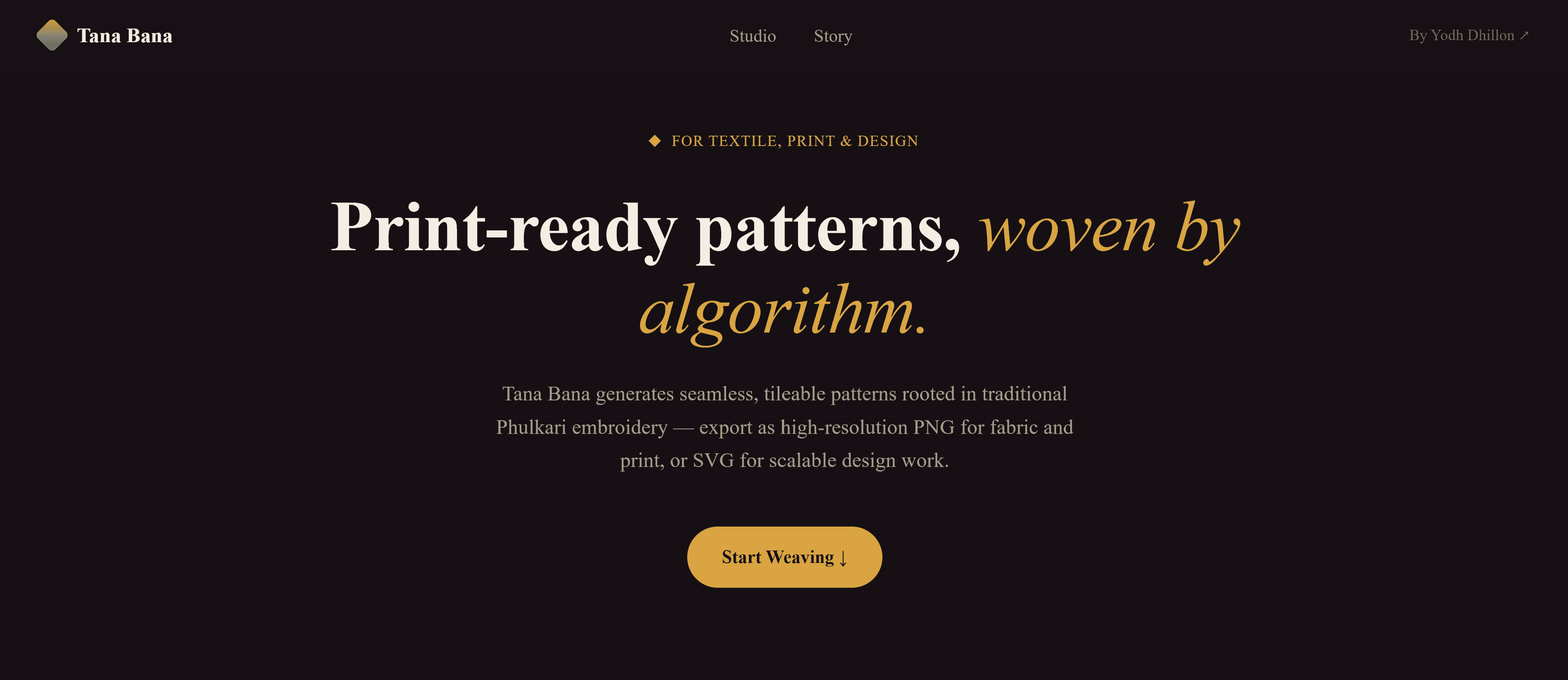 Tana Bana generative Phulkari pattern studio interface
